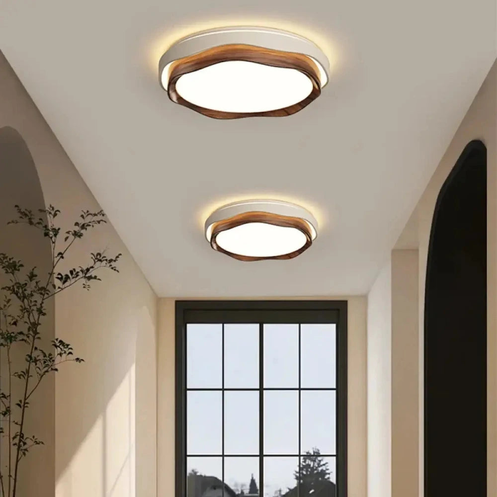 Lustre Plafonnier Ondule Bois Led Naturel