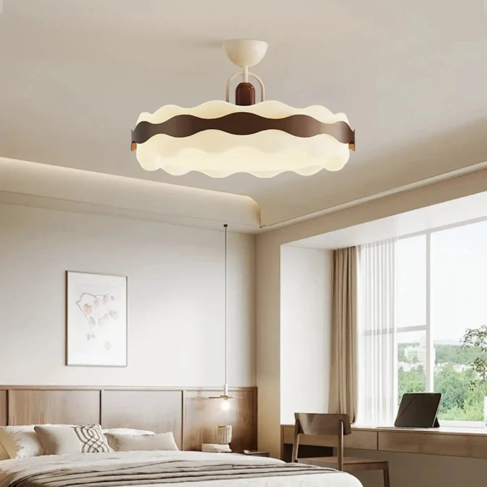 Lustre Plafonnier Vague Blanc Bois Led