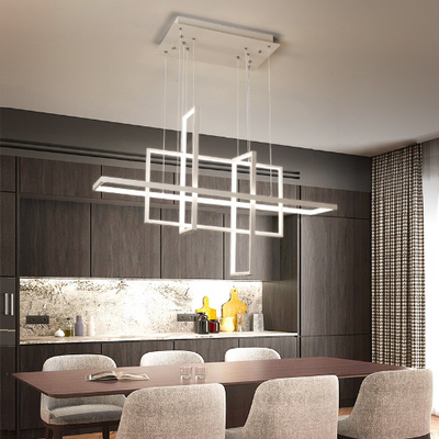 Lustre Salon Moderne blanc en aluminium