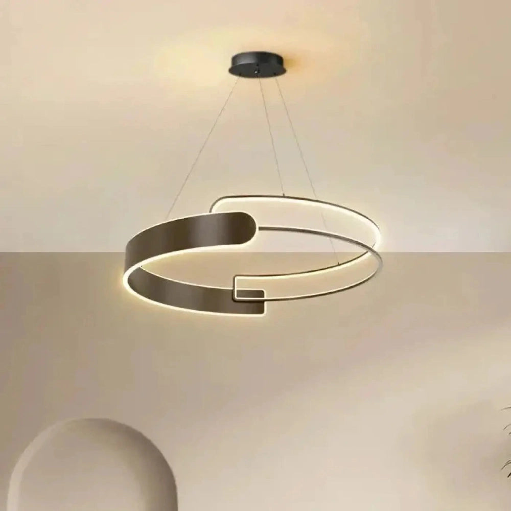 Lustre salon anneaux concentriques dimmable grand format
