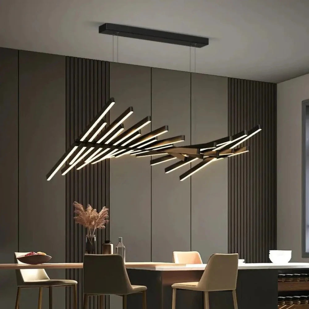 Lustre Salon Arete Led Noir Lineaire