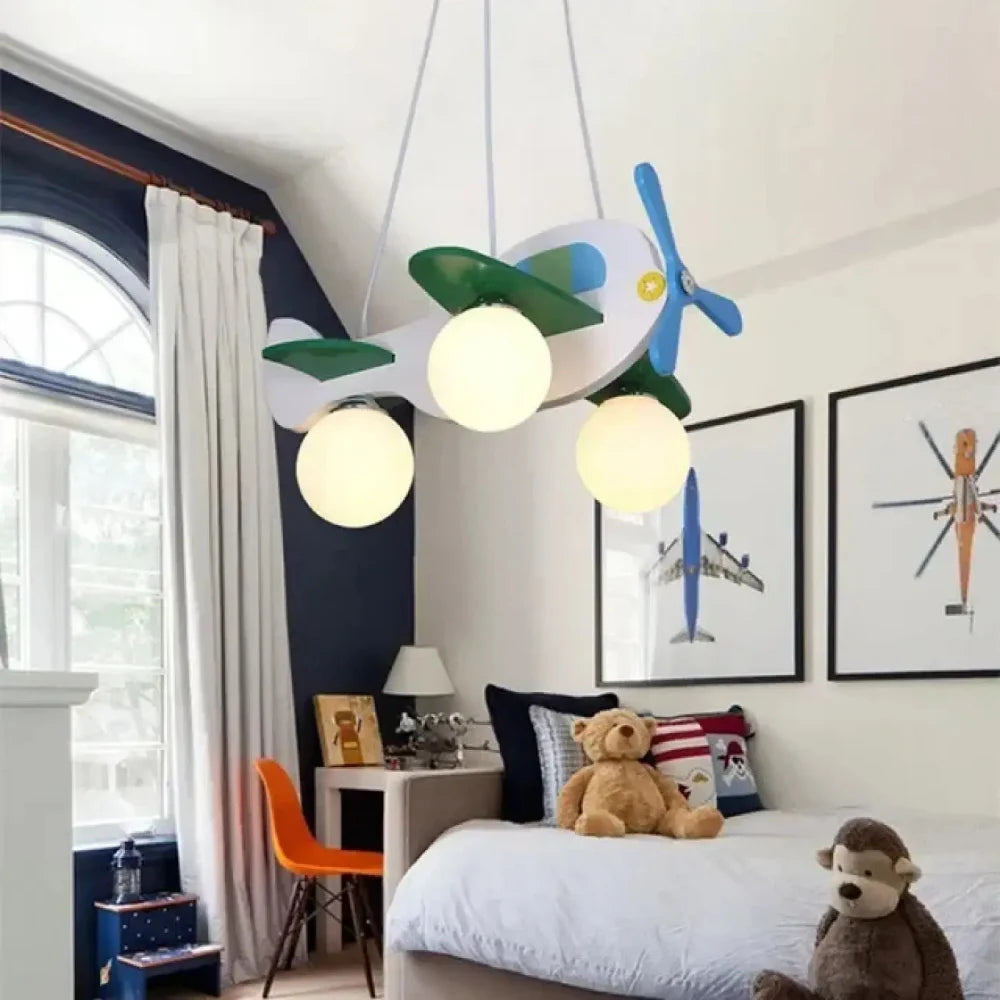 Lustre Salon Avion Bois Enfant Globes