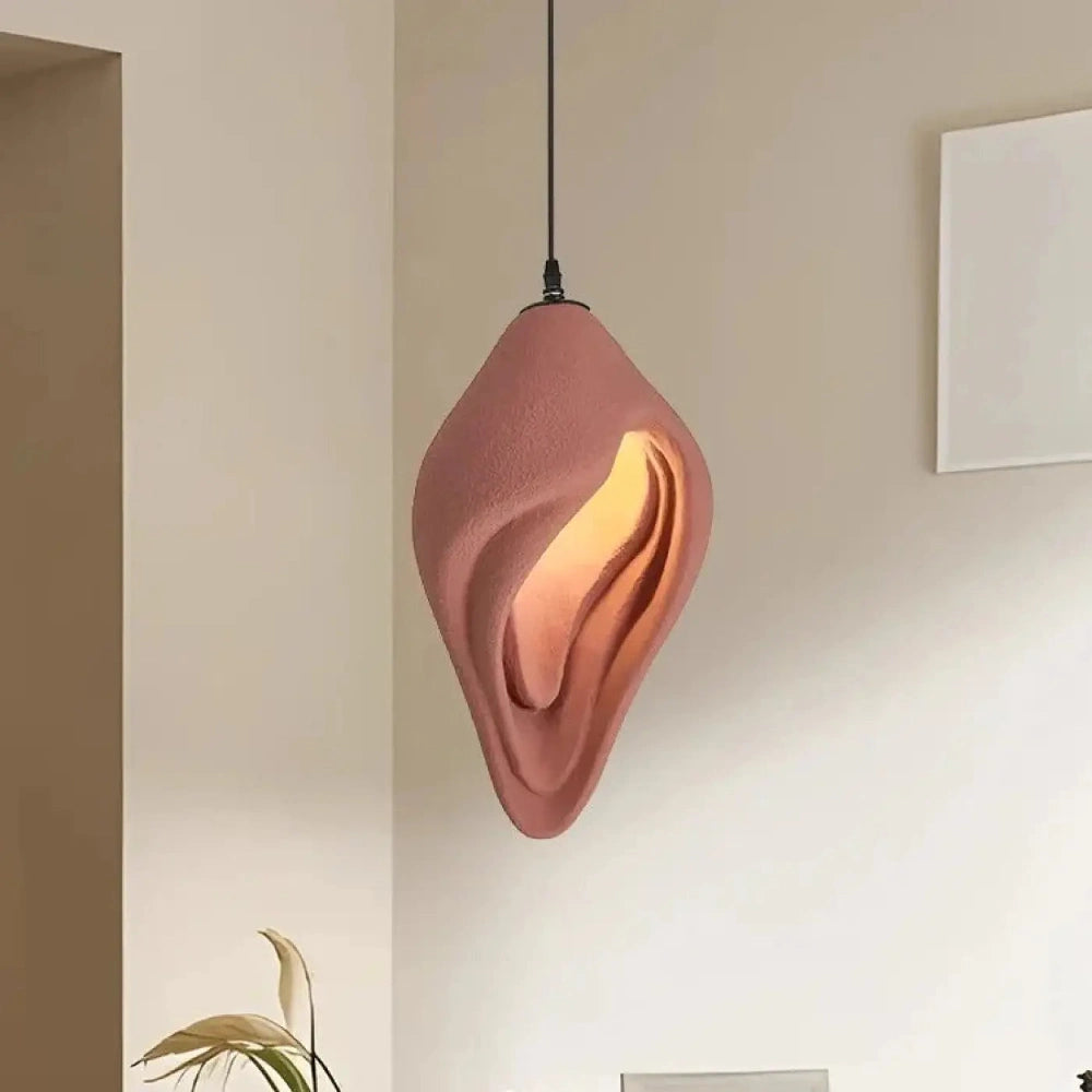 Lustre suspension cocon texturé or rose design