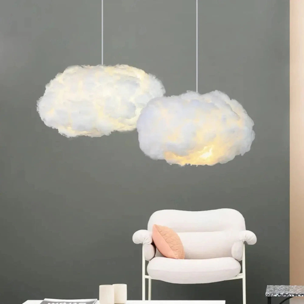 Lustre suspension coton blanc forme nuage arrondie