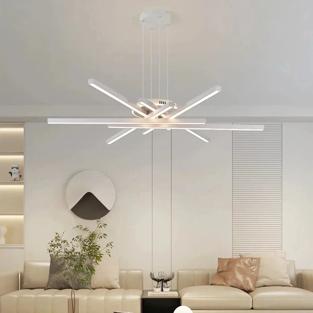 Détail diffuseur acrylique lustre étoile LED noir format XL 150 cm