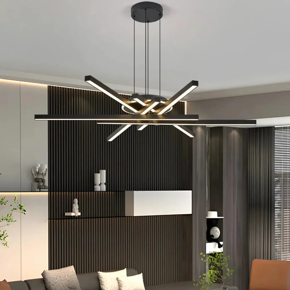 Lustre Salon Étoile LED Noir Contemporain
