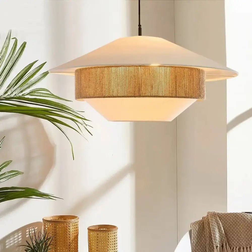Lustre salon jute plat profil bas trois tailles S M L
