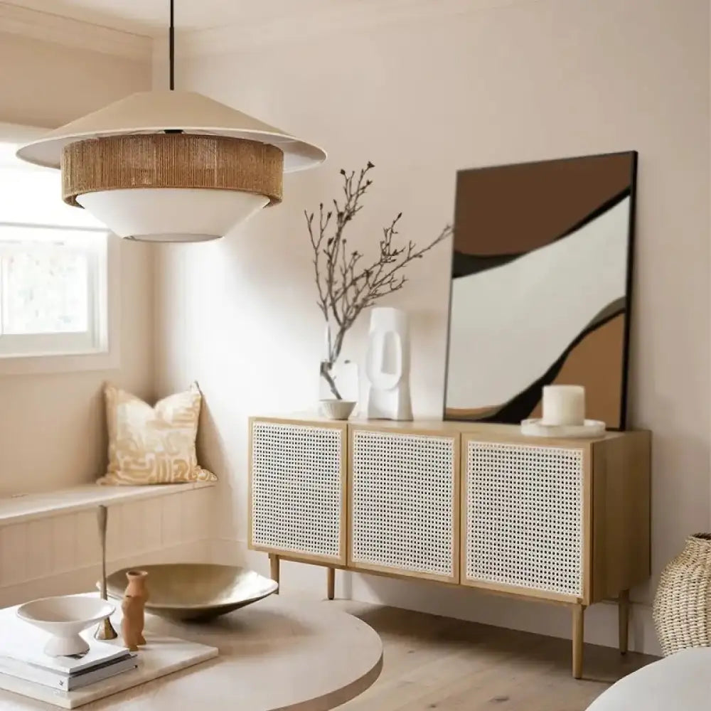 Lustre Salon Jute Plat Japandi Naturel