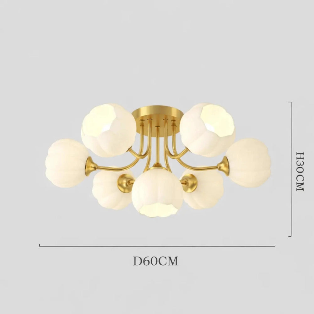 Lustre Salon Laiton Plafonnier Dore Globes