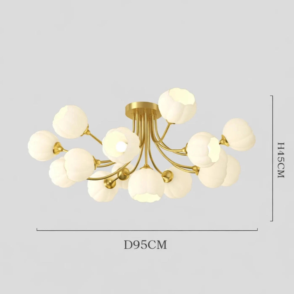 Lustre Salon Laiton Plafonnier Dore Globes