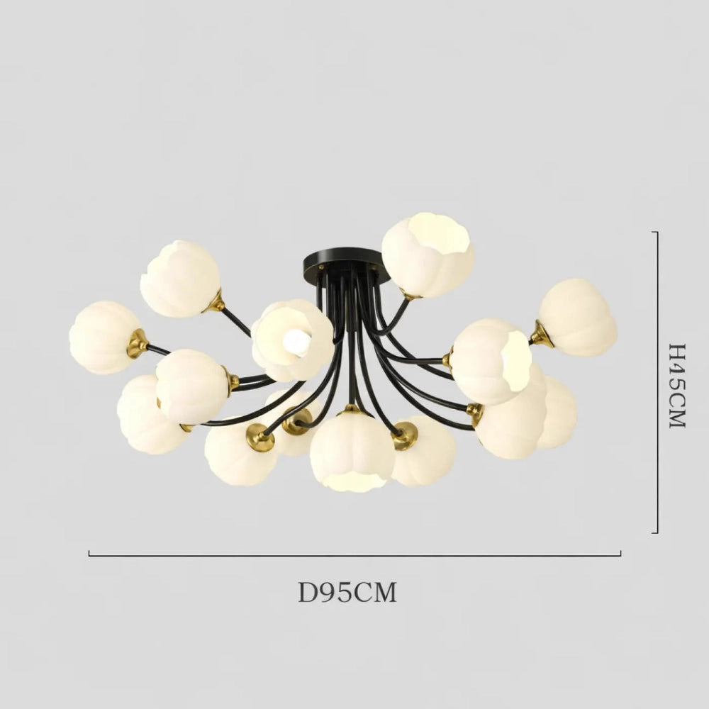 Lustre Salon Laiton Plafonnier Dore Globes