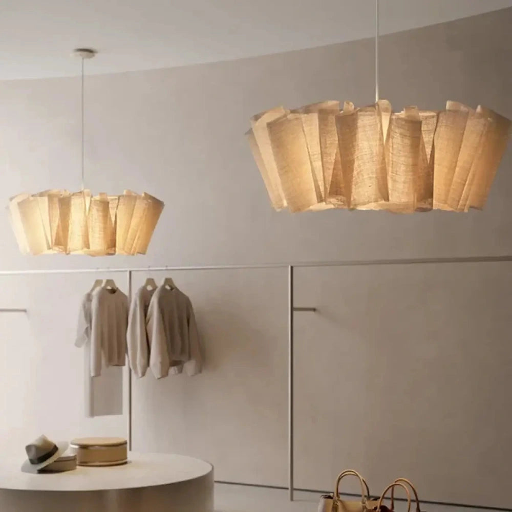 Suspension tambour lin naturel format 50 cm salon bohème