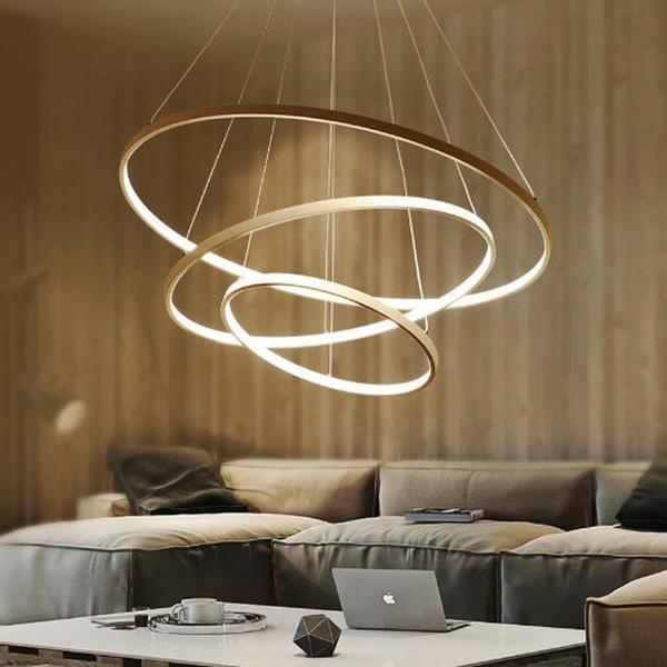 Lustre salon moderne cercle LED éclairage circulaire design contemporain