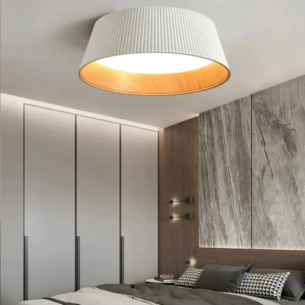 Lustre Salon Noir Plafonnier Bois Led
