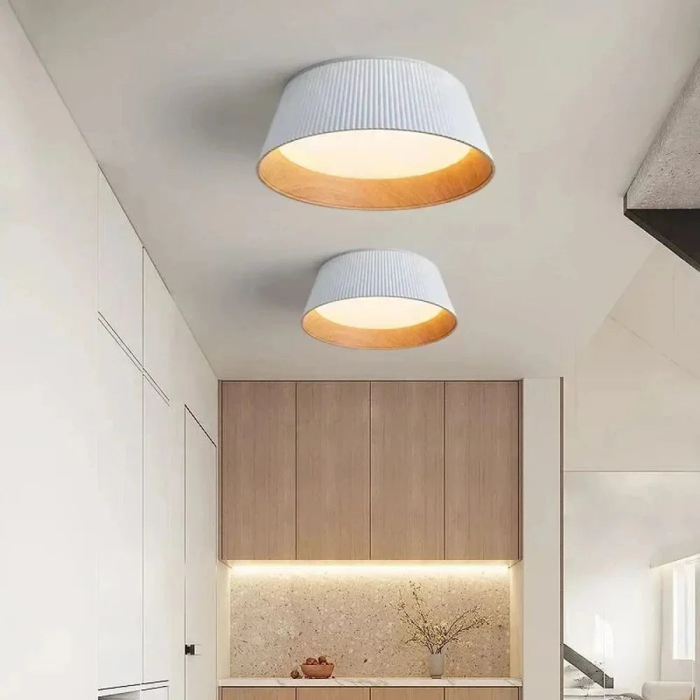 Lustre Salon Noir Plafonnier Bois Led