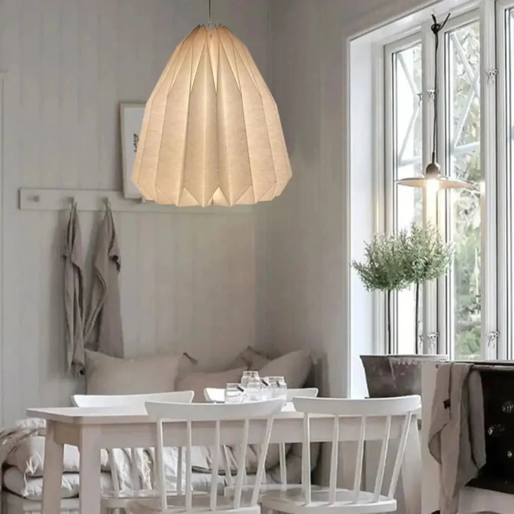 Lustre Salon Origami Papier Blanc Facette