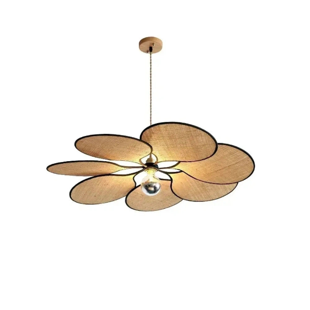Lustre Salon Paille Petales Naturel Boheme