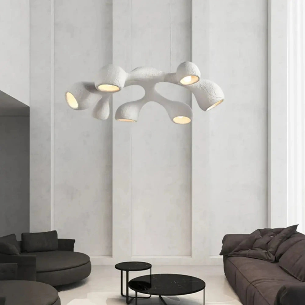 Lustre Salon Platre Organique Blanc Moderne