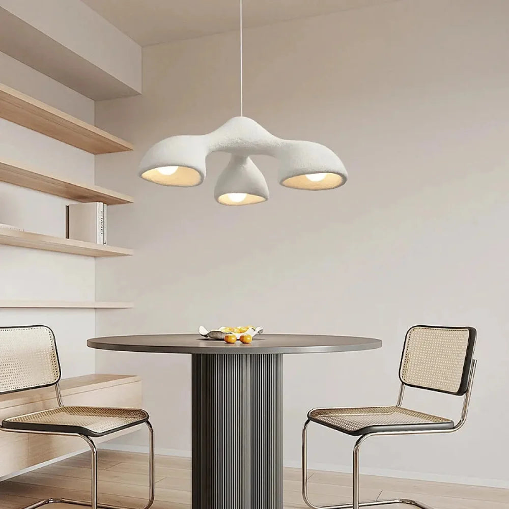 Lustre Salon Platre Organique Blanc Moderne