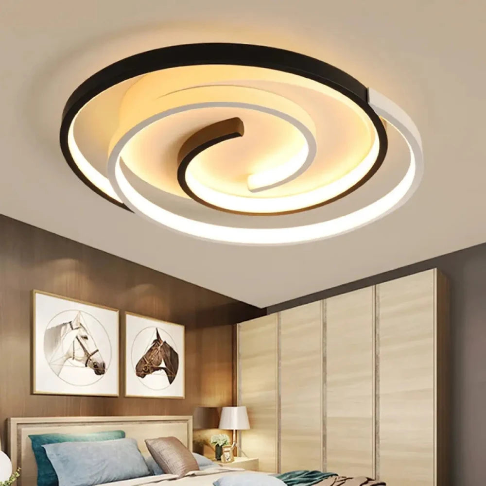 Lustre Salon Spirale Plafonnier Led Noir