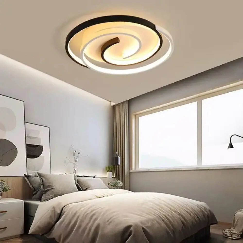 Lustre Salon Spirale Plafonnier Led Noir