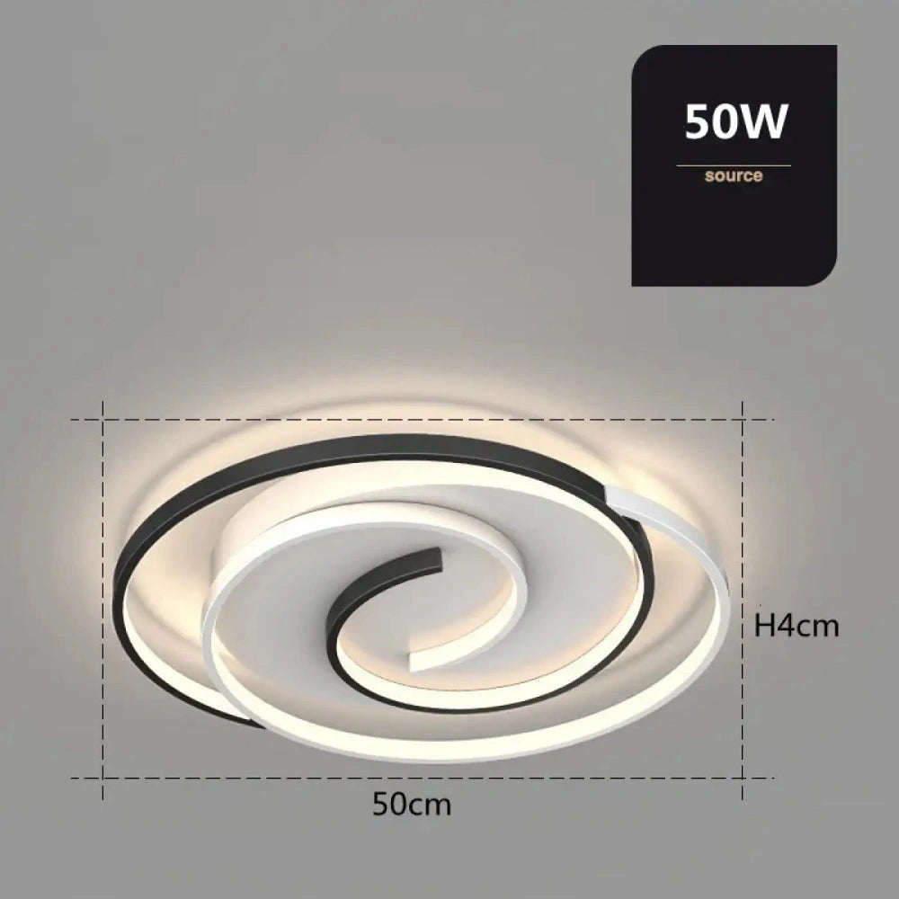 Lustre Salon Spirale Plafonnier Led Noir