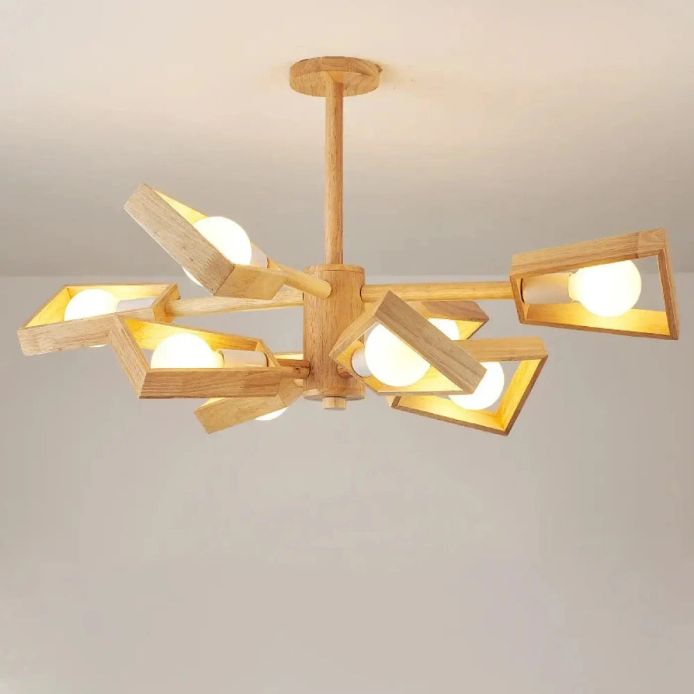 Lustre Salon Sputnik Bois Carres Naturel