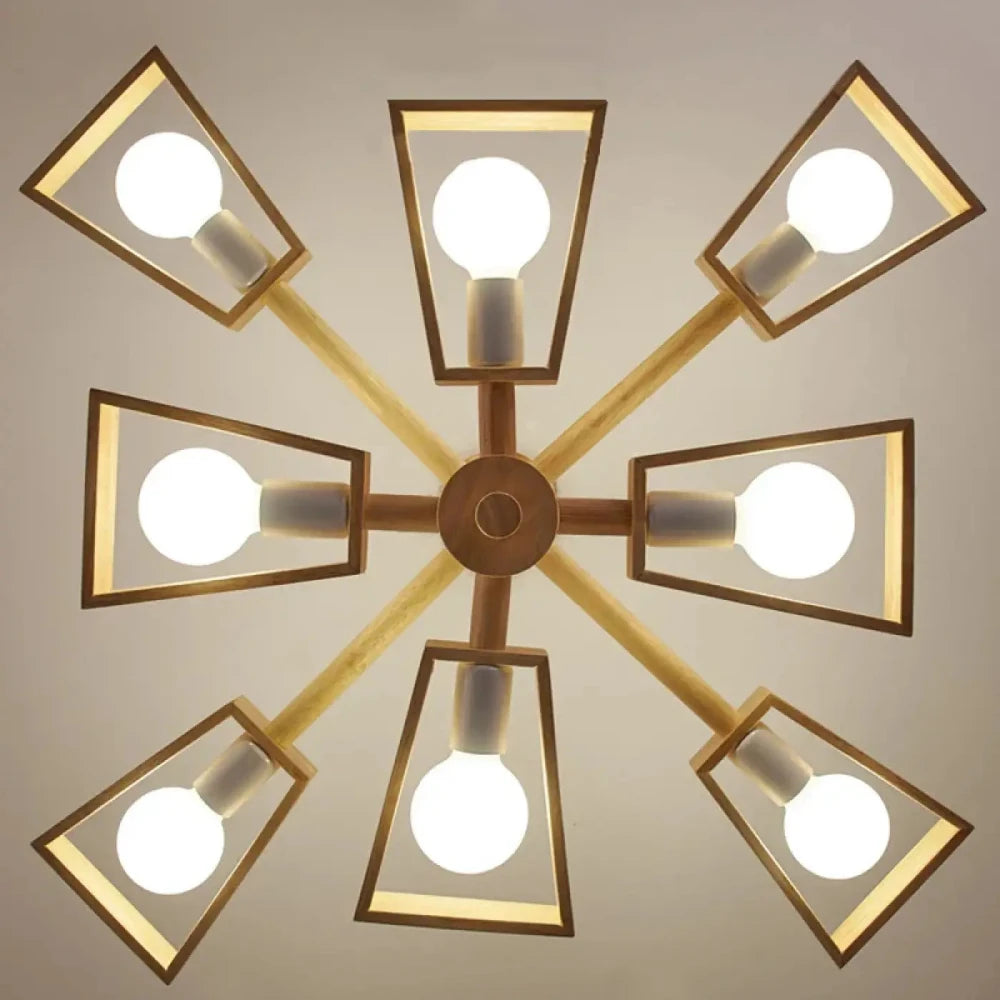 Lustre Salon Sputnik Bois Carres Naturel