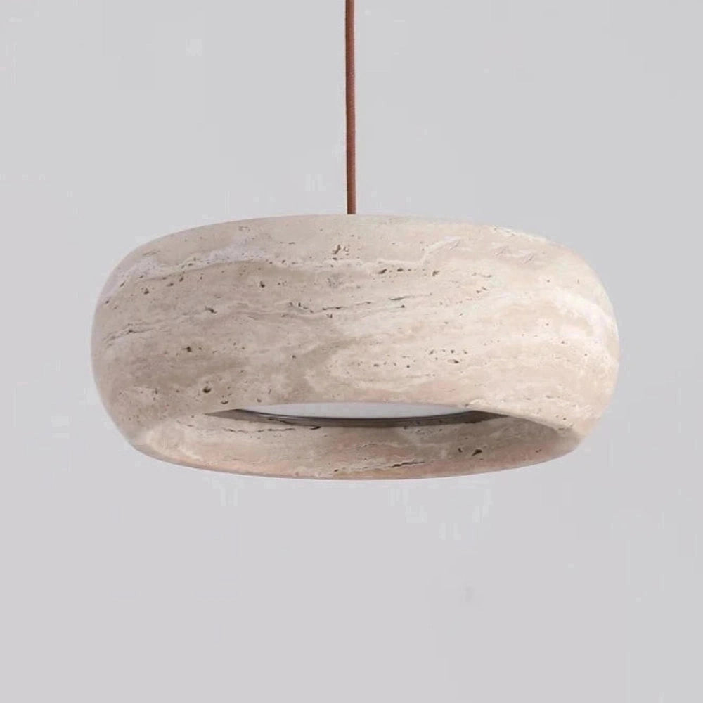 Lustre Salon Travertin Cylindre Pierre Naturel