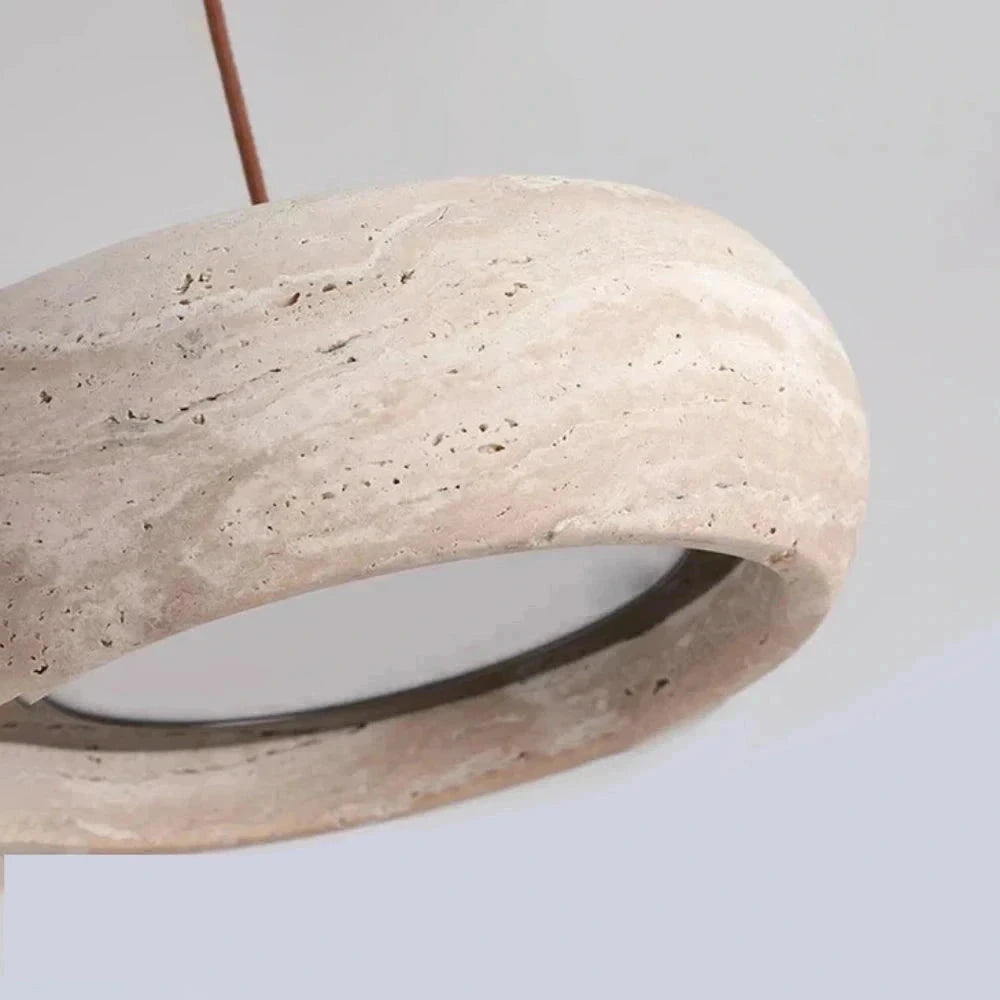 Lustre Salon Travertin Cylindre Pierre Naturel