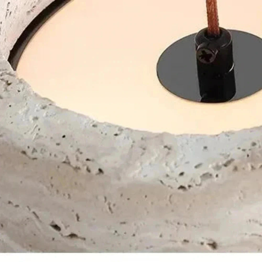 Lustre Salon Travertin Cylindre Pierre Naturel