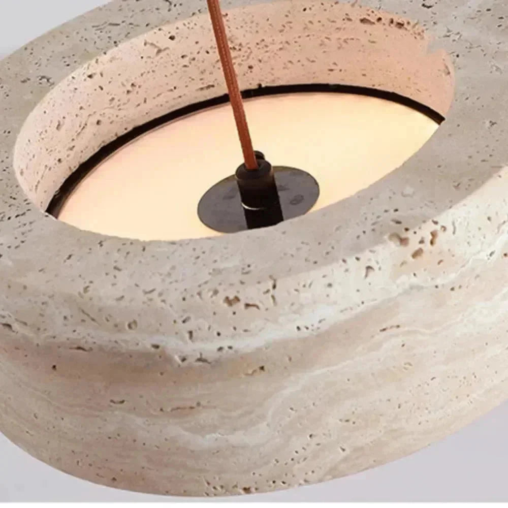 Lustre Salon Travertin Cylindre Pierre Naturel