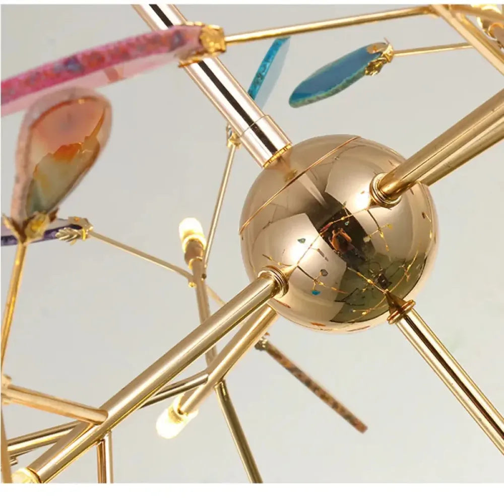 Lustre suspension agate format L 78 cm plafond salon bohème