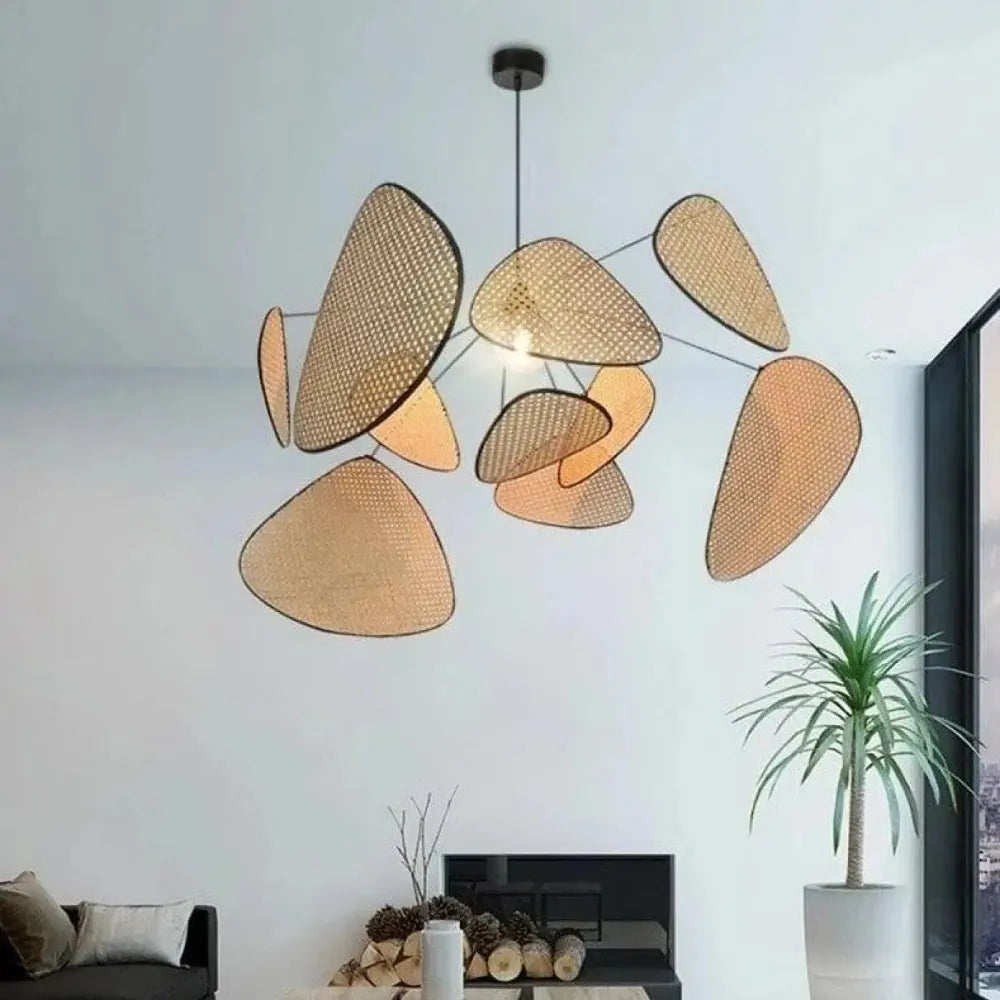 Lustre Suspension Cannage Petales Naturel Boheme