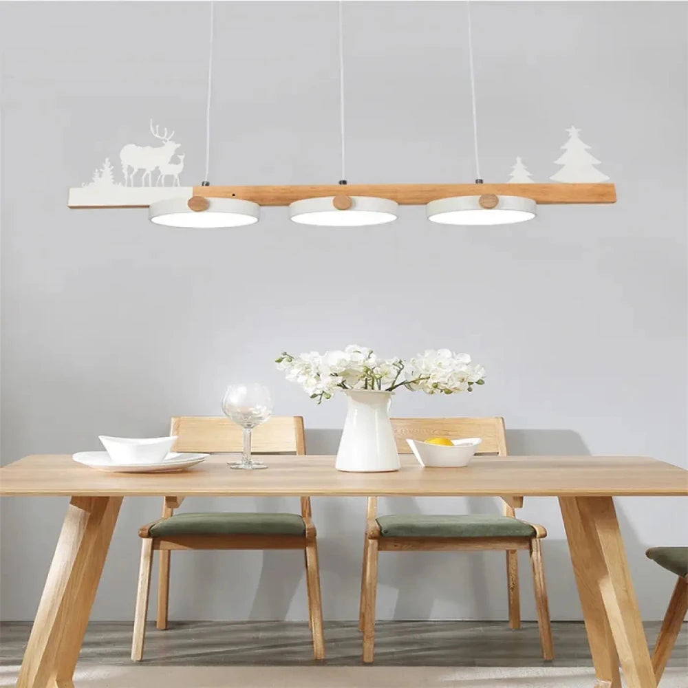 Lustre suspension cerf bois nordique linéaire métal acrylique

---