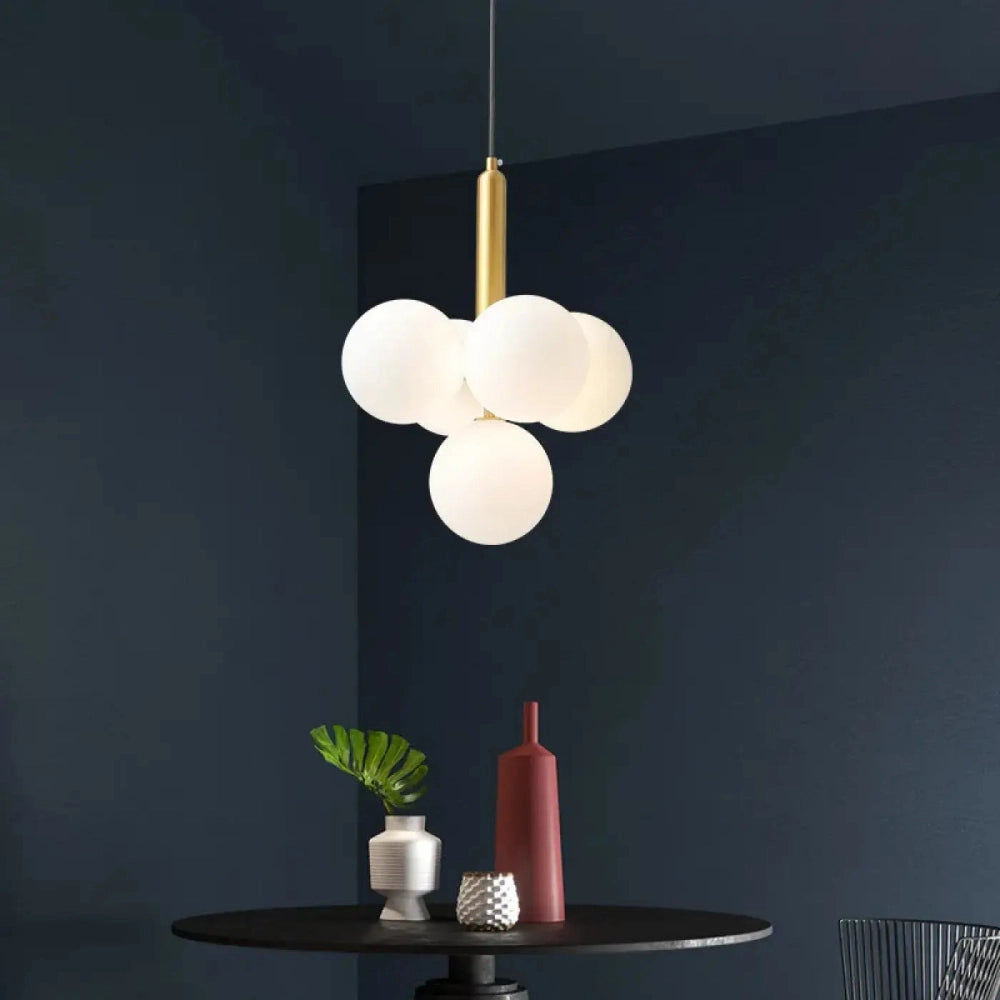 Lustre Suspension Cluster Boules Verre Laiton