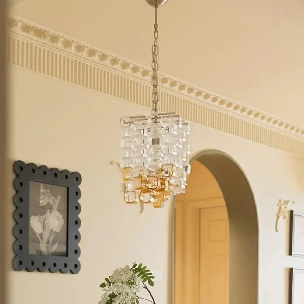 Lustre Suspension Cristal Cube Verre Prestige