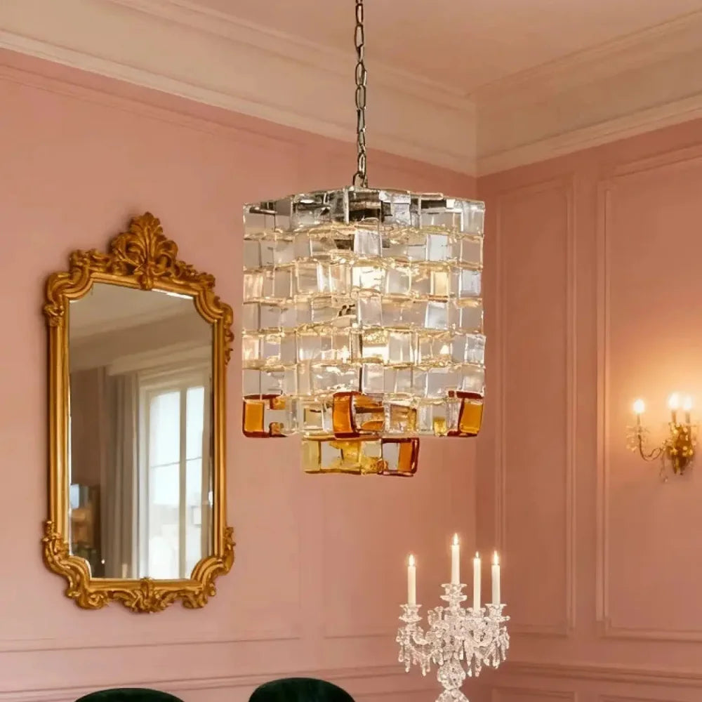Lustre Suspension Cristal Cube Verre Prestige