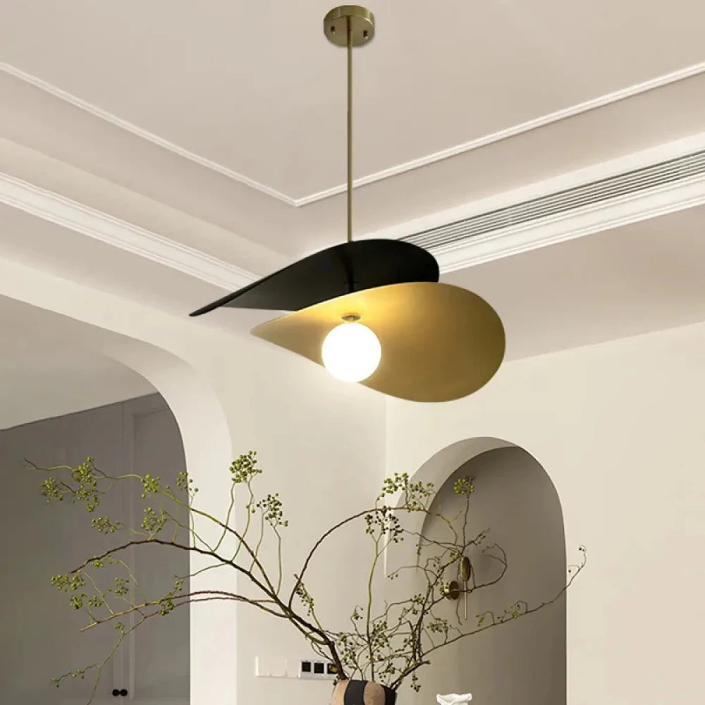 Lustre Suspension Disque Metal Noir Laiton