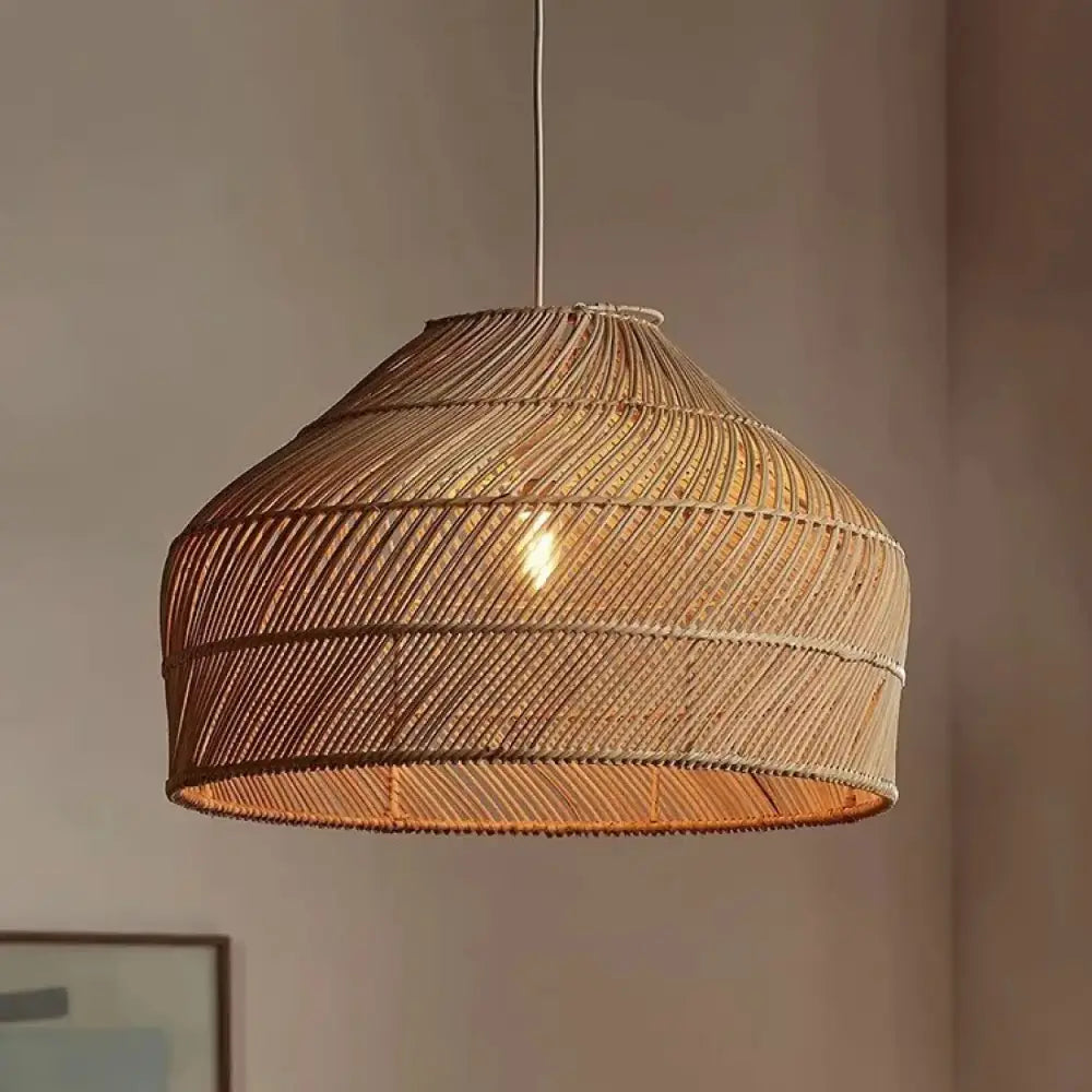 Lustre Suspension Dome Rotin Brun Tresse