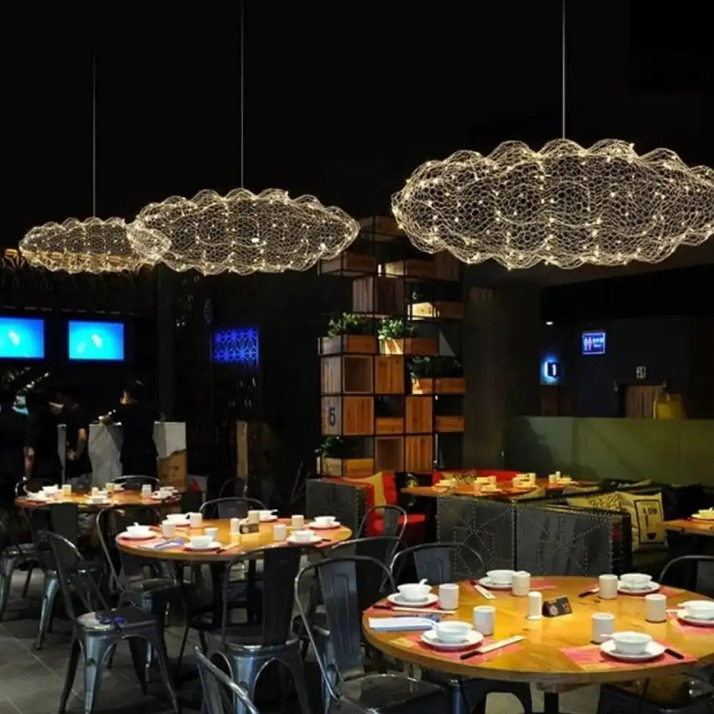 Lustre Suspension Feerique Led Nuage Dore