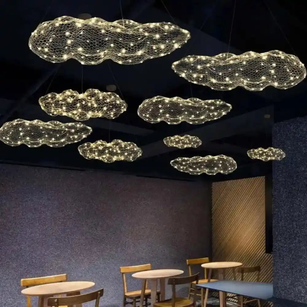 Lustre Suspension Feerique Led Nuage Dore