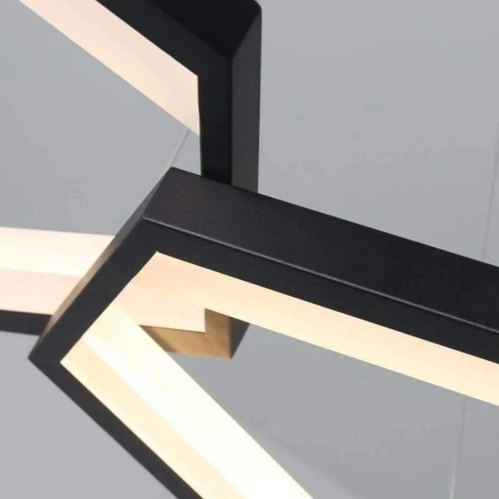 Lustre Suspension Hexagone Led Noir Laiton