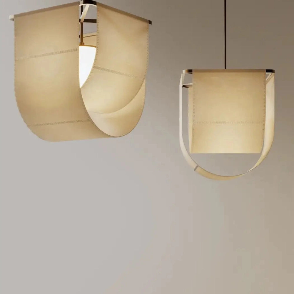 Lustre Suspension Lanterne Tissu Ecru Asiatique