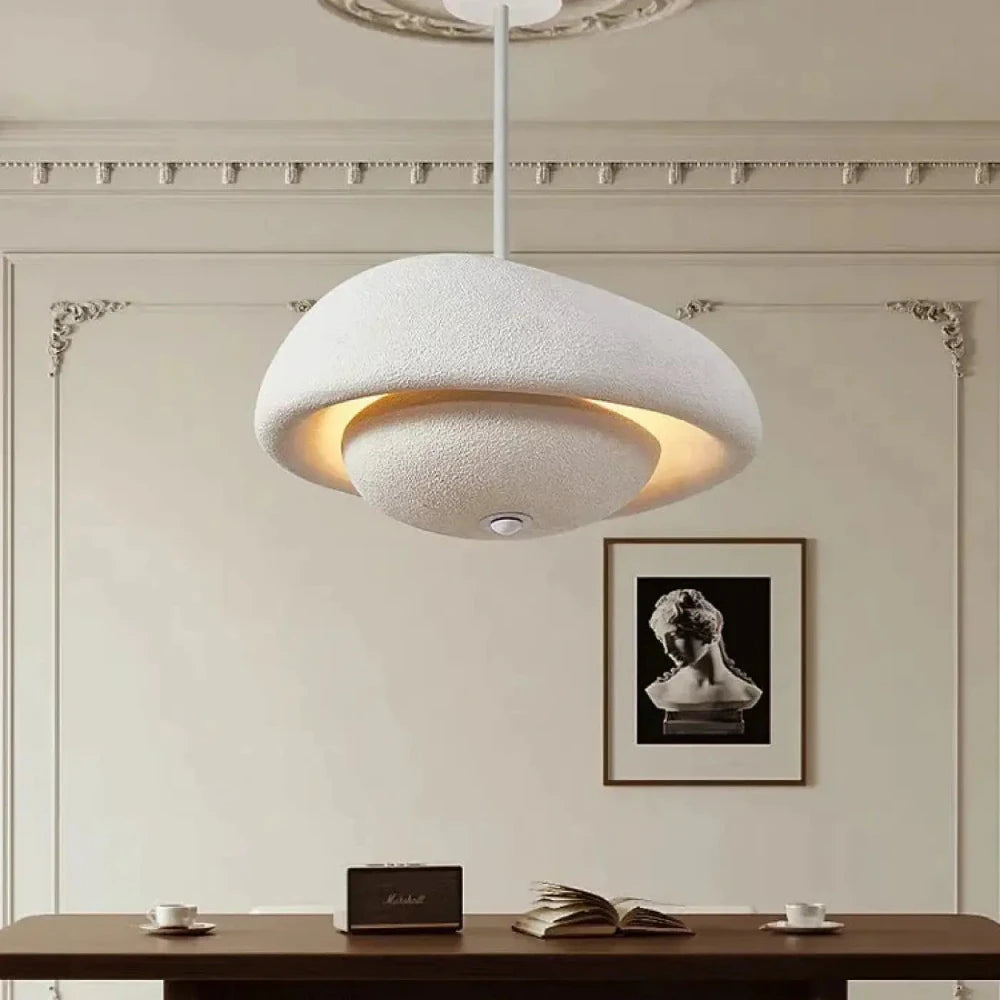Lustre Suspension Lentille Platre Blanc Halo
