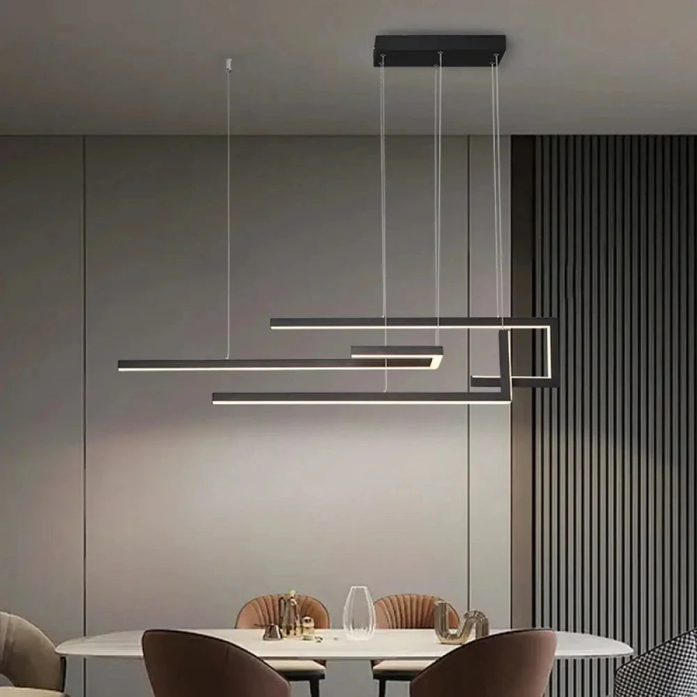 Lustre Suspension Lineaire Led Metal Noir Epure