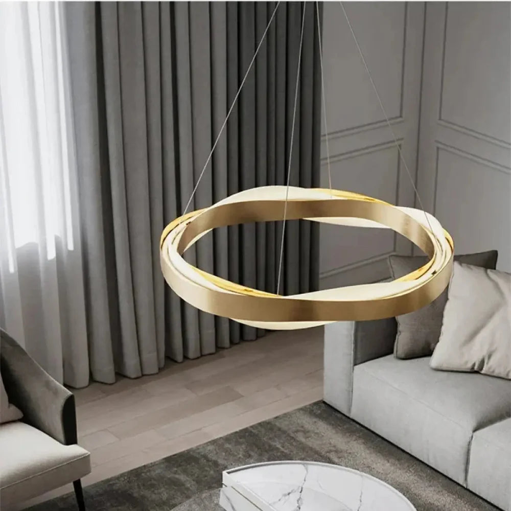 Lustre Suspension Noeud Led Laiton Dore