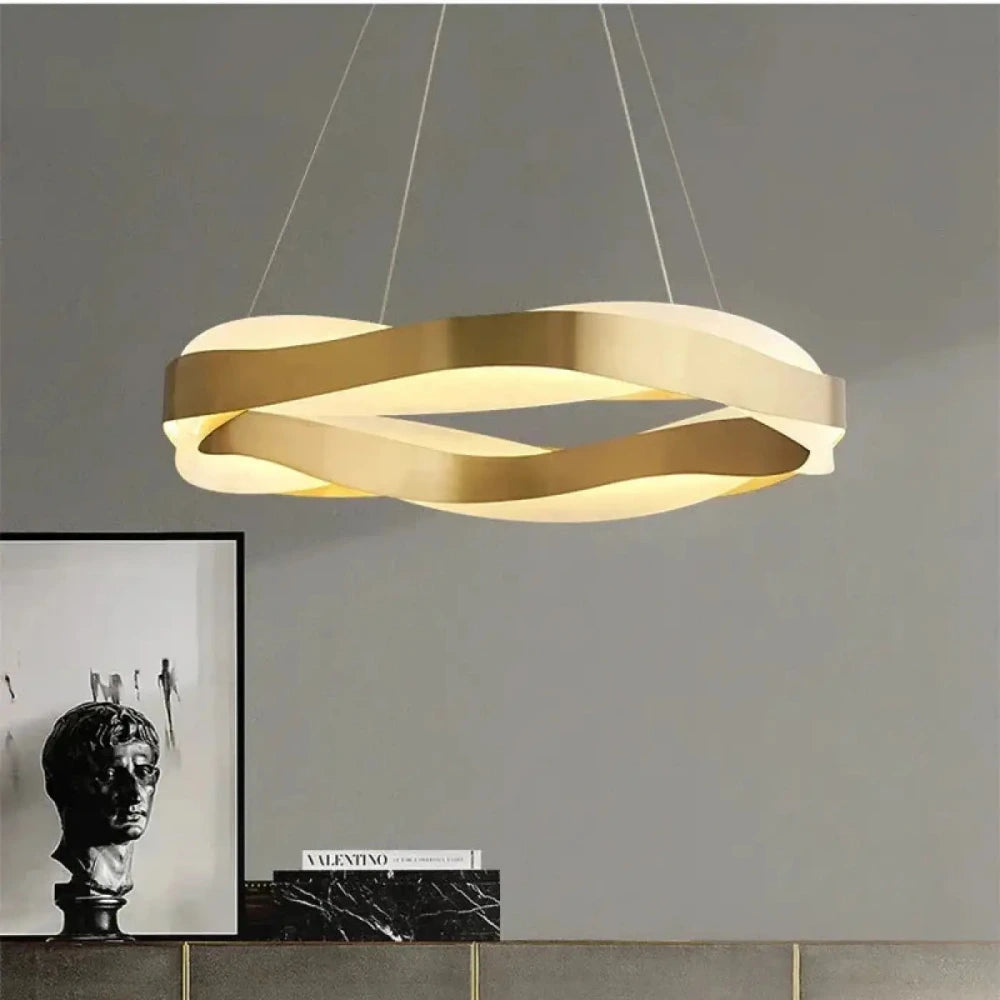 Lustre Suspension Noeud Led Laiton Dore
