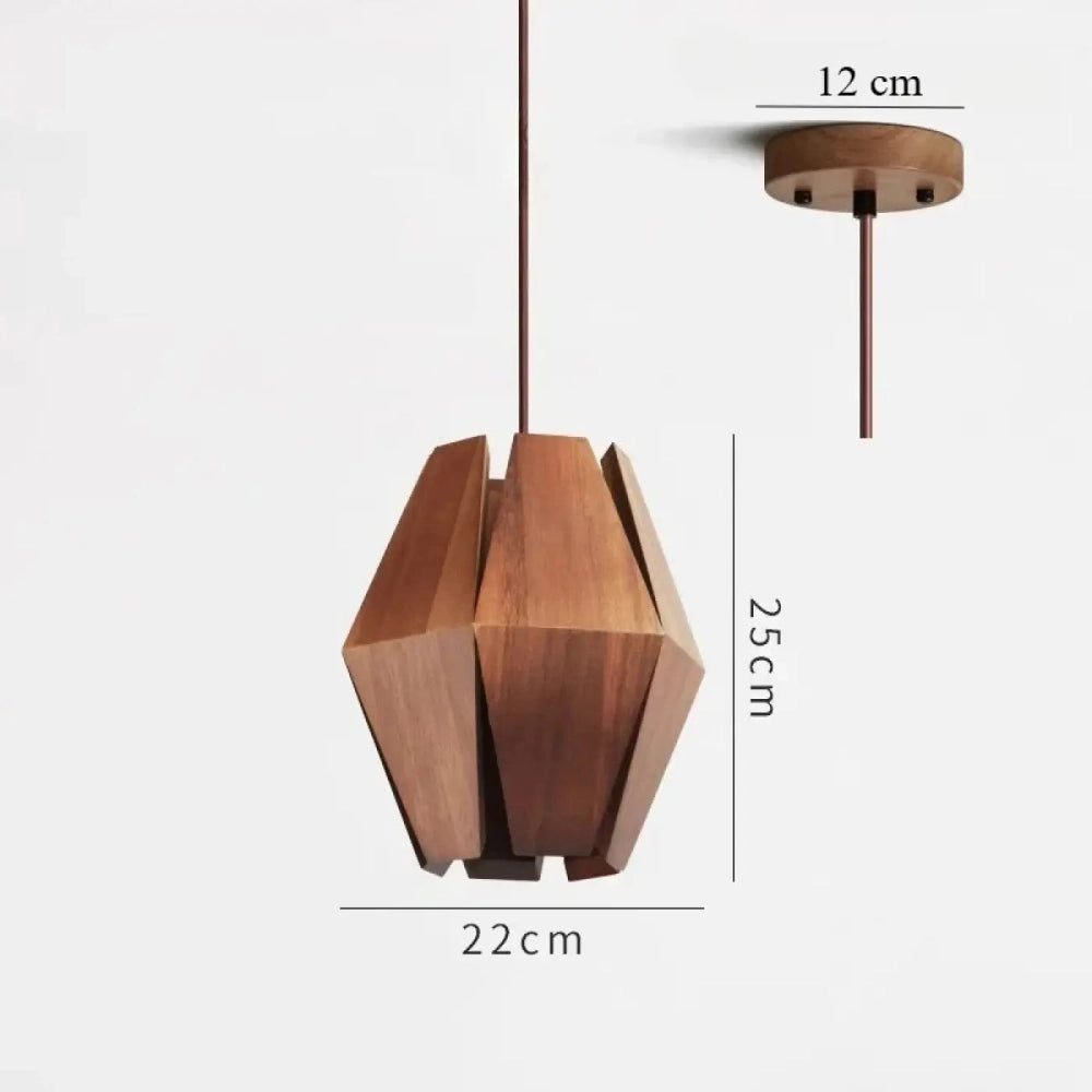 Lustre Suspension Noyer Sculpte Geometrique Fentes