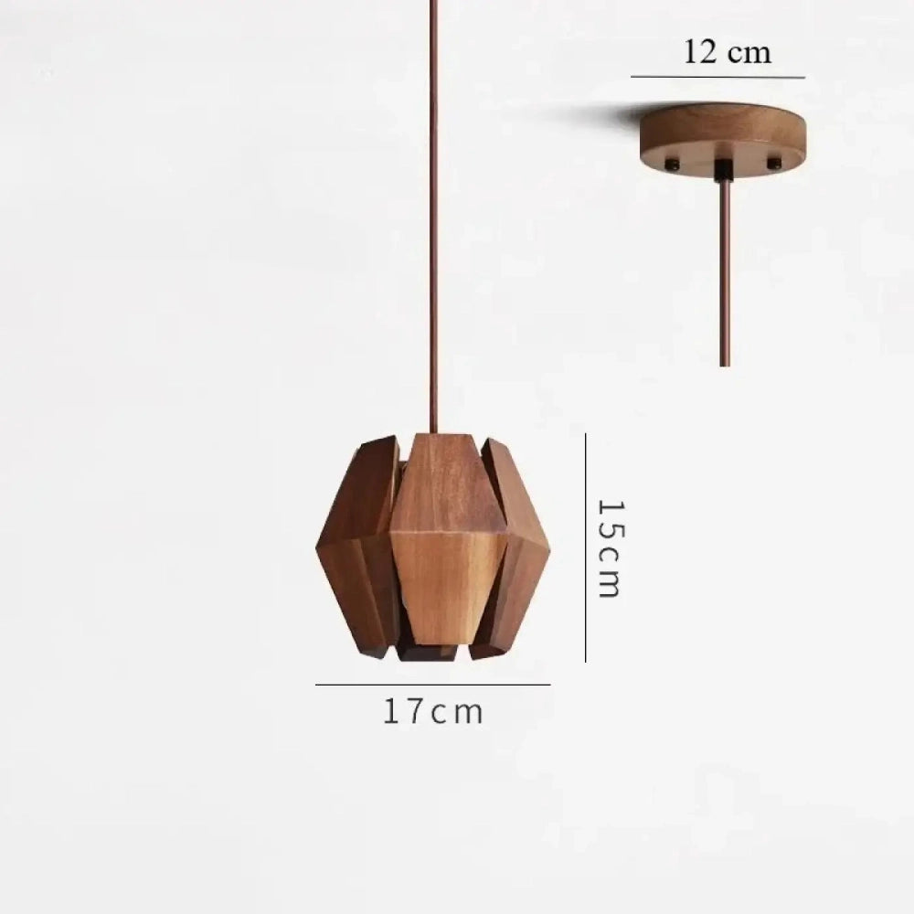 Lustre Suspension Noyer Sculpte Geometrique Fentes